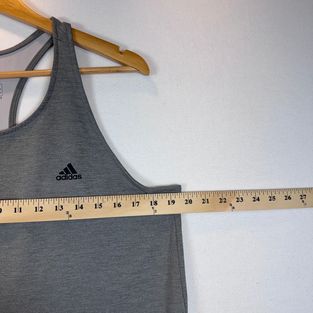 Adidas Womens Large AEROREADY Gray Racerback Tank Top Mesh Lined Workout Yoga - Picture 4 of 9